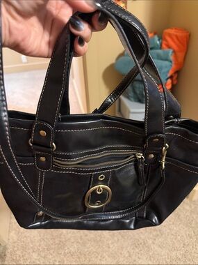 Relic Black Shoulder Bag with Gold-Tone Accents